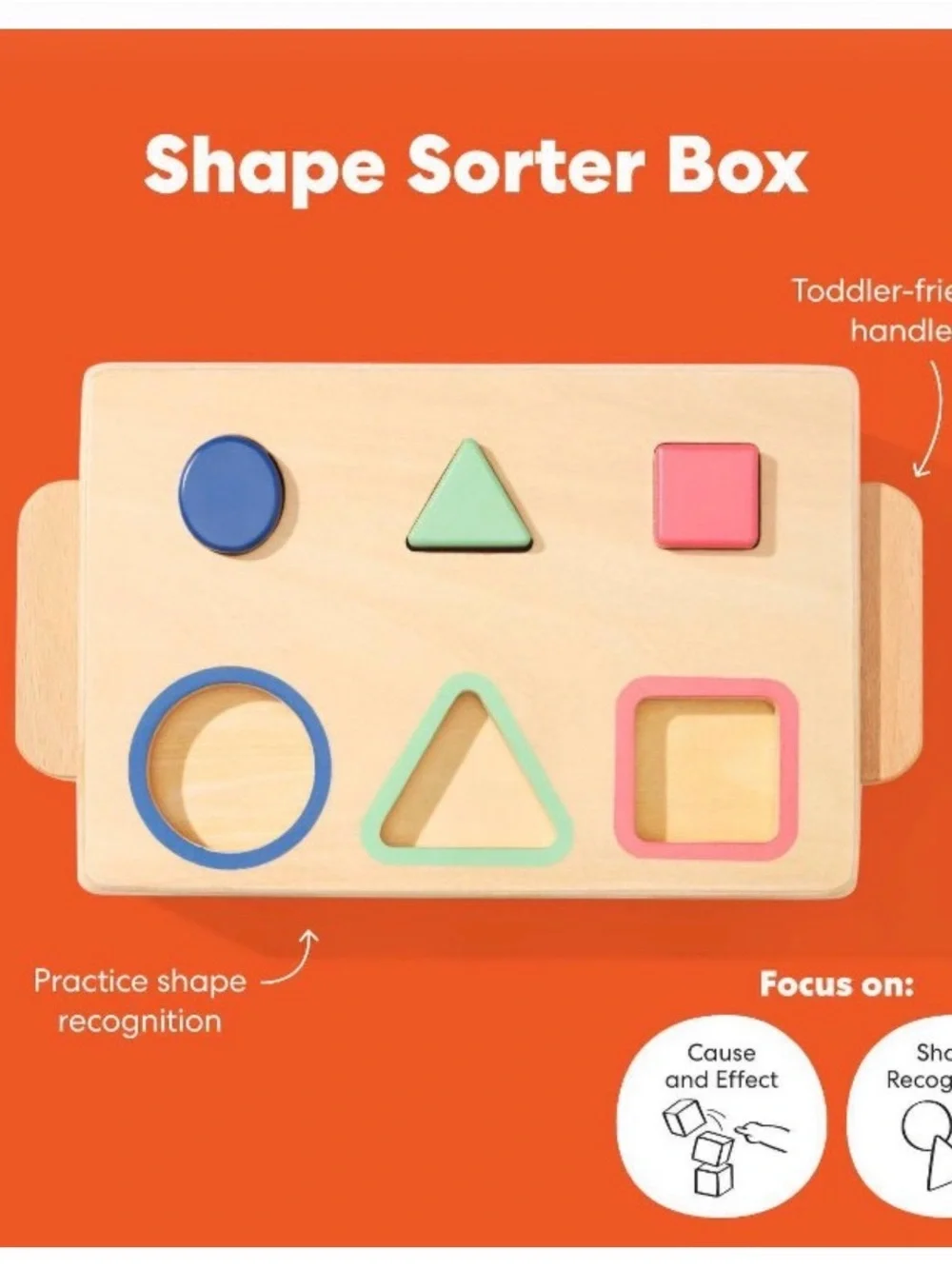 KiwiCo Wooden Pop-Up Shape Sorter Toy - Blue, Green, Pink, Natural